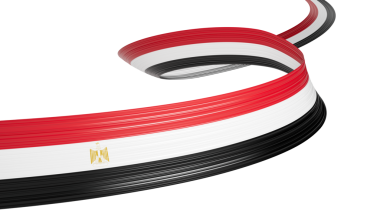 Mısır 'ın 3d Bayrağı 3d Dalgalı Parlak Mısır Kurdelesi 3d İllüstrasyon