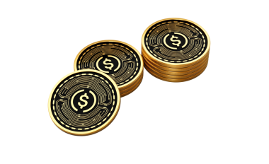 Altın Kripto Para Yığını USDC Yuvarlak Sikkeler Yığını 3D İllüstrasyon