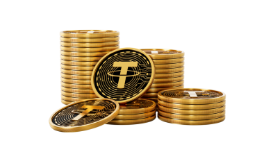 3d Altın Kripto Para Yığını USDT Bozuklukları Yığını 3d İllüstrasyon