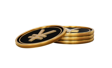 Altın ve Siyah Japon Bozuklukları Yığını Parlak Altın Parıltı 3D Görüntü