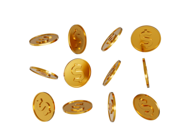 3d Düşen Altın Parlak ABD Doları Yuvarlak Paralar 3d Görüntü