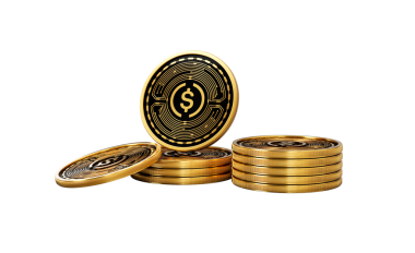 Altın Kripto Para Yığını USDC Yuvarlak Sikkeler Yığını 3D İllüstrasyon