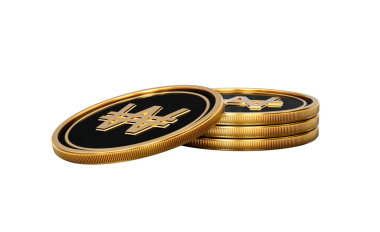 Parlak Altın ve Siyah Kore Won Bozuklukları Yuvarlak Sikkeler Yığını 3D Görüntü