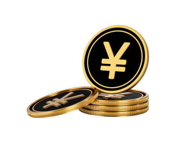 Parlak Altın ve Siyah Japon Bozuklukları Yuvarlak Sikkeler Yığını 3D Resimler