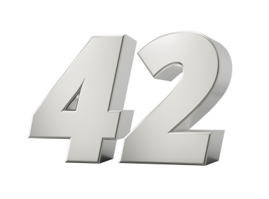 Gümüş 3D numara 42 42. 3d illüstrasyon