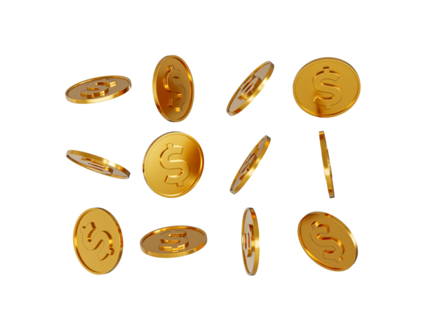 3d Düşen Altın Parlak ABD Doları Yuvarlak Paralar 3d Görüntü