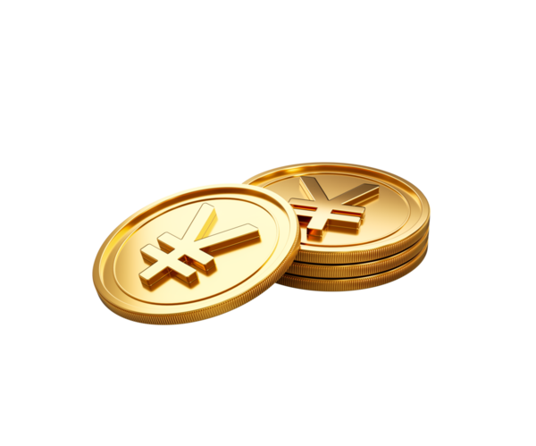 3D Altın Japon Yen Paraları Yığını Parlak Yuvarlak Paralar Yığını 3D İllüstrasyon