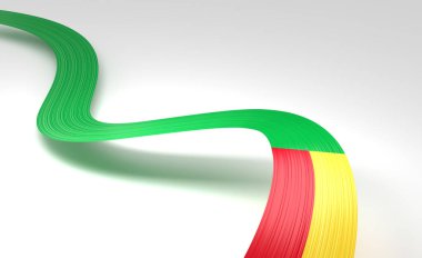 Benin 'in 3d Bayrağı 3d Dalgalı Parlak Benin Kurdelesi Beyaz Arkaplanda İzole Edildi 3d Görüntü
