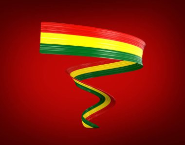 Bolivya 'nın 3d Bayrağı 3d Dalgalı Parlak Bolivya Kurdelesi Yeşil Arkaplan 3d Resimlerinde İzole Edildi