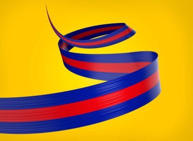 Kamboçya 'nın 3d Bayrağı 3d Dalgalı Parlak Kamboçya Kurdelesi Sarı Arkaplan 3d Görüntü