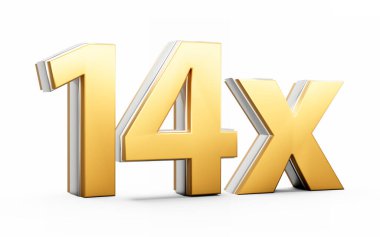 Altın Parlak 14x 14 x Reklamcılık ve Dinamik Satış Sunumları 3D İllüstrasyon