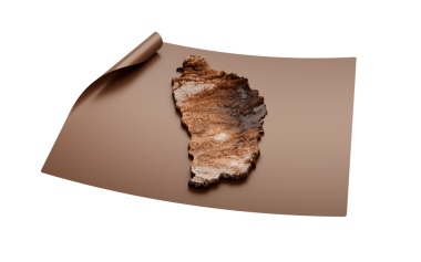 Dominica Eski Tarz Haritası Açık Harita Kağıt Çarşafı Üzerinde Kahverengi