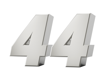 Gümüş 3D numara 44 44. 3d illüstrasyon