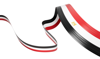 Mısır 'ın 3d Bayrağı 3d Dalgalanan Kurdele, 3d illüstrasyon