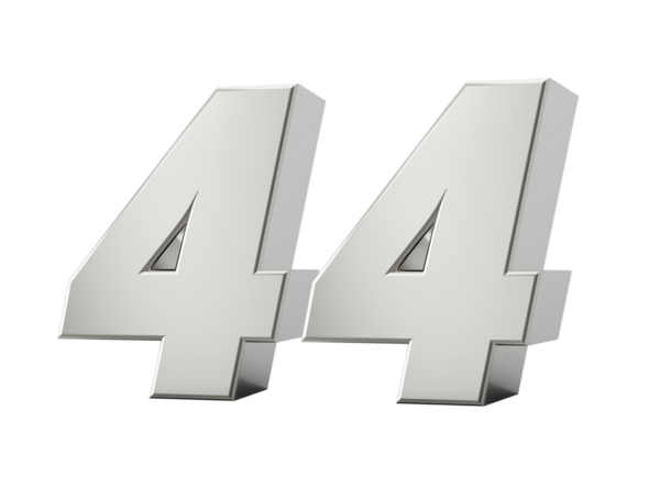Gümüş 3D numara 44 44. 3d illüstrasyon