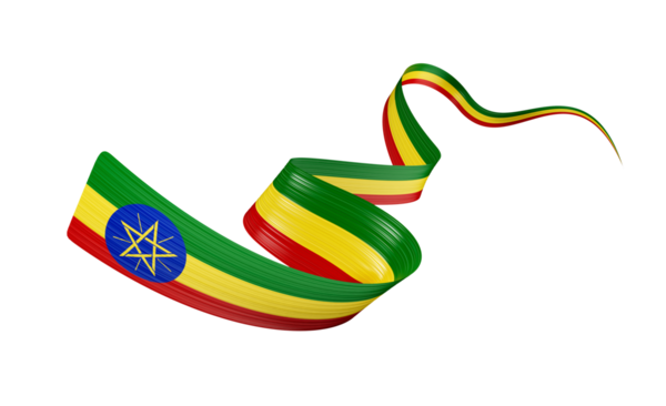 Etiyopya 'nın 3d Bayrağı 3d Dalgalı Parlak Etiyopya Çarpık Kurdele Sarı Bayrak 3d Görüntü