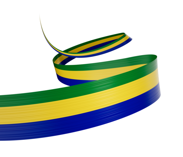 3D Gabon Bayrağı 3d Dalgalanan Kurdele, 3D Görüntü