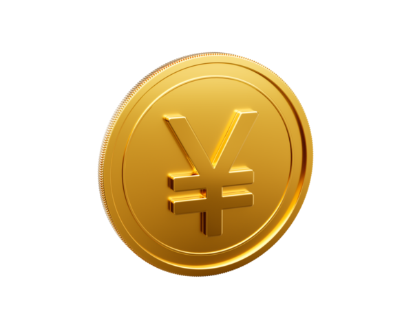 3D Altın Parlak Yuvarlak Japon Yen Parası 3D Görüntü