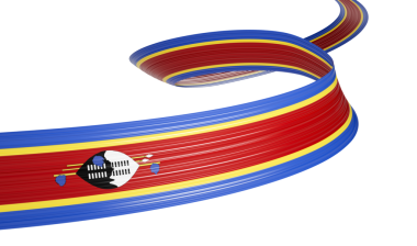 3D Eswatini Bayrağı 3d Dalgalı Parlak Eswatini Kurdelesi 3d Görüntü