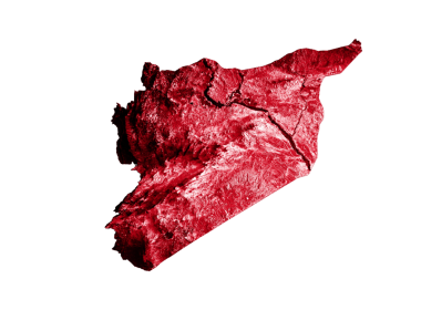 Syria map with the flag Colors Blue and Red Shaded relief map 3d illustration