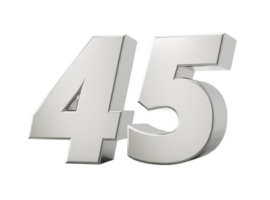 Gümüş 3D numara 45 45 45. 3d illüstrasyon