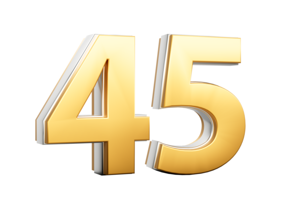 3 Boyutlu Altın Parlak 45 Numara Gümüş Çizgili 45 numara