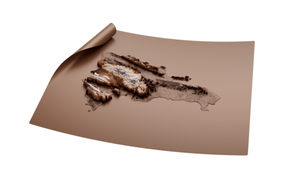 Dominik Cumhuriyeti Haritası Eski Tarz Kahverengi Kağıt Kağıt Kağıt Kağıt Tabaka 3D Görüntü