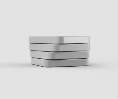 Modern tarzda simetrik olarak sıralanmış pürüzsüz, beyaz kare bloklar yığını. 3d illüstrasyon