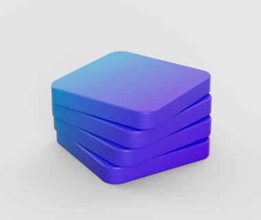 Modern tarzda simetrik olarak sıralanmış pürüzsüz, beyaz kare bloklar yığını. 3d illüstrasyon
