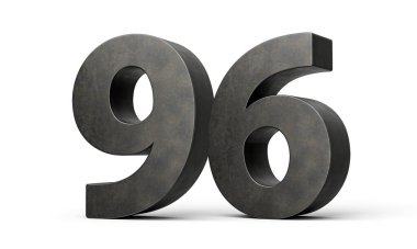 Doksan altı numara. Gri Yapımlı 96 basamak. Demir, beyaz arka planda izole edilmiş.