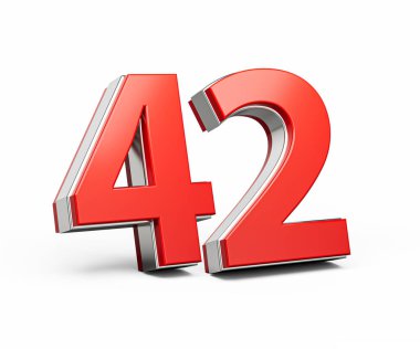 Kalın Kırmızı 42 Numara Metalik Beyaz Arkaplanda 3 boyutlu Görüntü