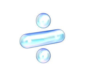 Mavi ve beyaz gradyanı, yumuşak yansımaları ve derinliği olan 3 boyutlu parlak bölme sembolü. 3B Görüntü