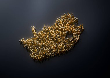 Güney Afrika Haritası Yüksek Kalite Altın Metalik Bakır Sütunlar 3D İllüstrasyon