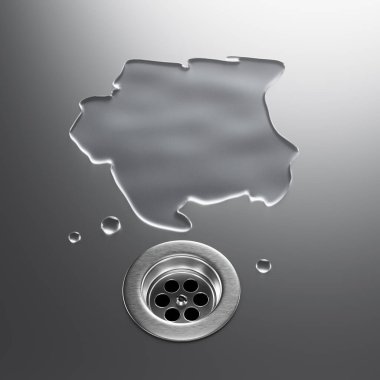 Su Haritasını Atık Metal Lavabo ile Adlandırın Suyu Koruyun. 3B Görüntü