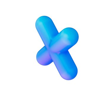 Pürüzsüz, mat mavisi kaplamalı ve yumuşak ışıklandırmalı parlak bir çarpma sembolü. 3d illüstrasyon