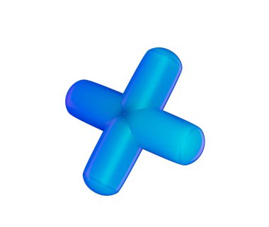 3 boyutlu mavi artı işareti, parlak, eğimli, pürüzsüz kenarlı, yuvarlak kenarlı. 3B Görüntü