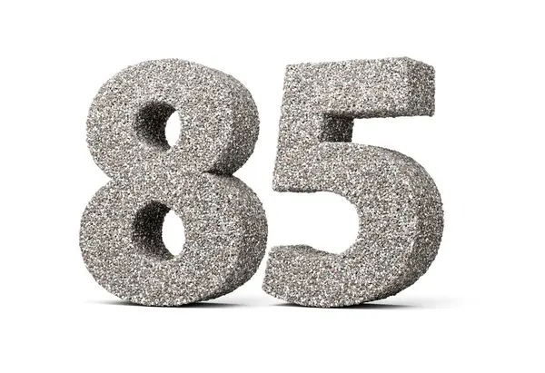 Seksen beş numara, kaya parçalarından ya da beyaz arkaplandaki çakıl taşlarından yapılmış 85 basamak.