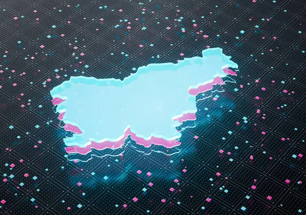 Aydınlatılmış Slovenya Veri Haritası Kusursuz Şekilde Mavi Işık 3B Görüntü