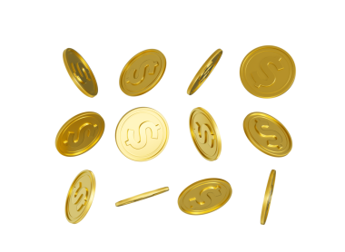 3d Düşen Altın Parlak ABD Doları Yuvarlak Paralar 3d Görüntü