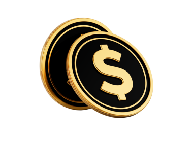 Altın ve Siyah Yuvarlak Birleşik Devletler Doları Parlak Altın Parıltı 3D Görüntü