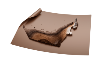 Dubai 'nin Eski Tarz Kahverengisinin Haritası Açılmamış Harita Kağıt Kağıt Kağıt Sayfa 3D illüstrasyon