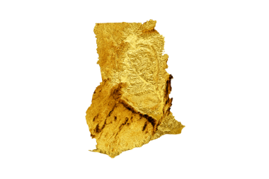 Gana Haritası Altın Metal Renk Haritası 3d illüstrasyon