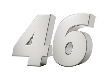 Gümüş 3D numara 46 46. 3d illüstrasyon