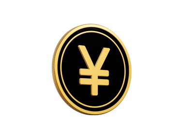 Parlak Altın ve Siyah Yuvarlak Japon Yen Parası 3D Görüntü