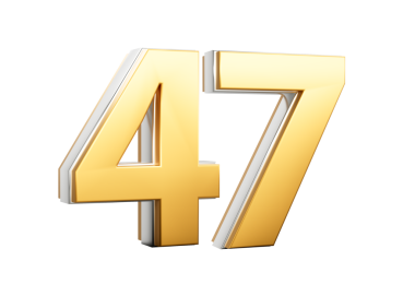 3 Boyutlu Altın Parlak Numara 47 Kırk Yedi Gümüş Çizgili Görüntü