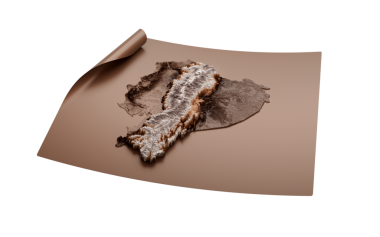 Ekvador Eski Tarz Kahverengisi Haritası Açılmamış Harita Kağıt Kağıt Sayfa 3d illüstrasyon