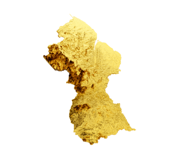 Guyana Haritası Altın Metal Renk Haritası 3d illüstrasyon