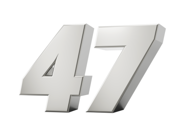 Gümüş 3D numara 47 Kırk Yedi. 3d illüstrasyon