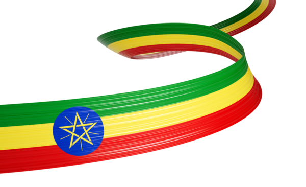 Etiyopya 'nın 3d Bayrağı 3d Dalgalı Parlak Etiyopya Kurdelesi 3d Görüntü