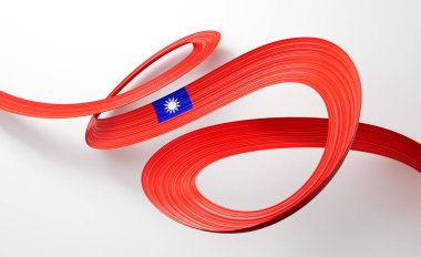 Tayvan 'ın 3D Bayrağı 3 d Parlak Dalgalı Tayvan Bayrakları Beyaz Arkaplanda İzole Edildi 3d Görüntü